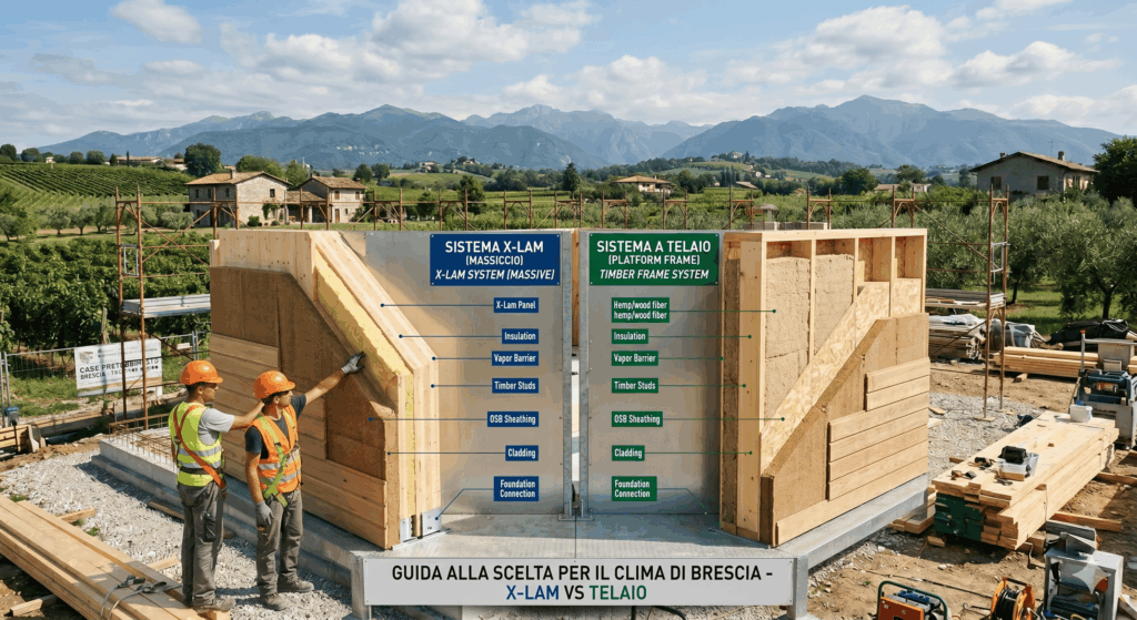 confronto tecnico xlam o telaio brescia clima sfasamento termico cantiere